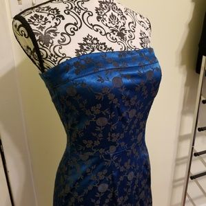 Sapphire Blue/Brown Column Gown